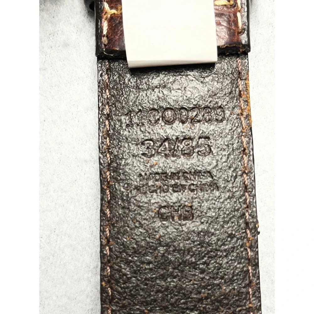 Columbia Mens Leather Belt 34 Tan Brown Textured Contrast Stitch rugged 11CO0289